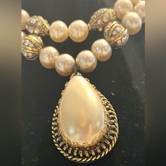 π₯ VINTAGE 3 PIECE SET-GORGEOUS PEARL AND DIAMOND CRYSTAL ELEGANT CLASSICπ₯ - Picture 8 of 12